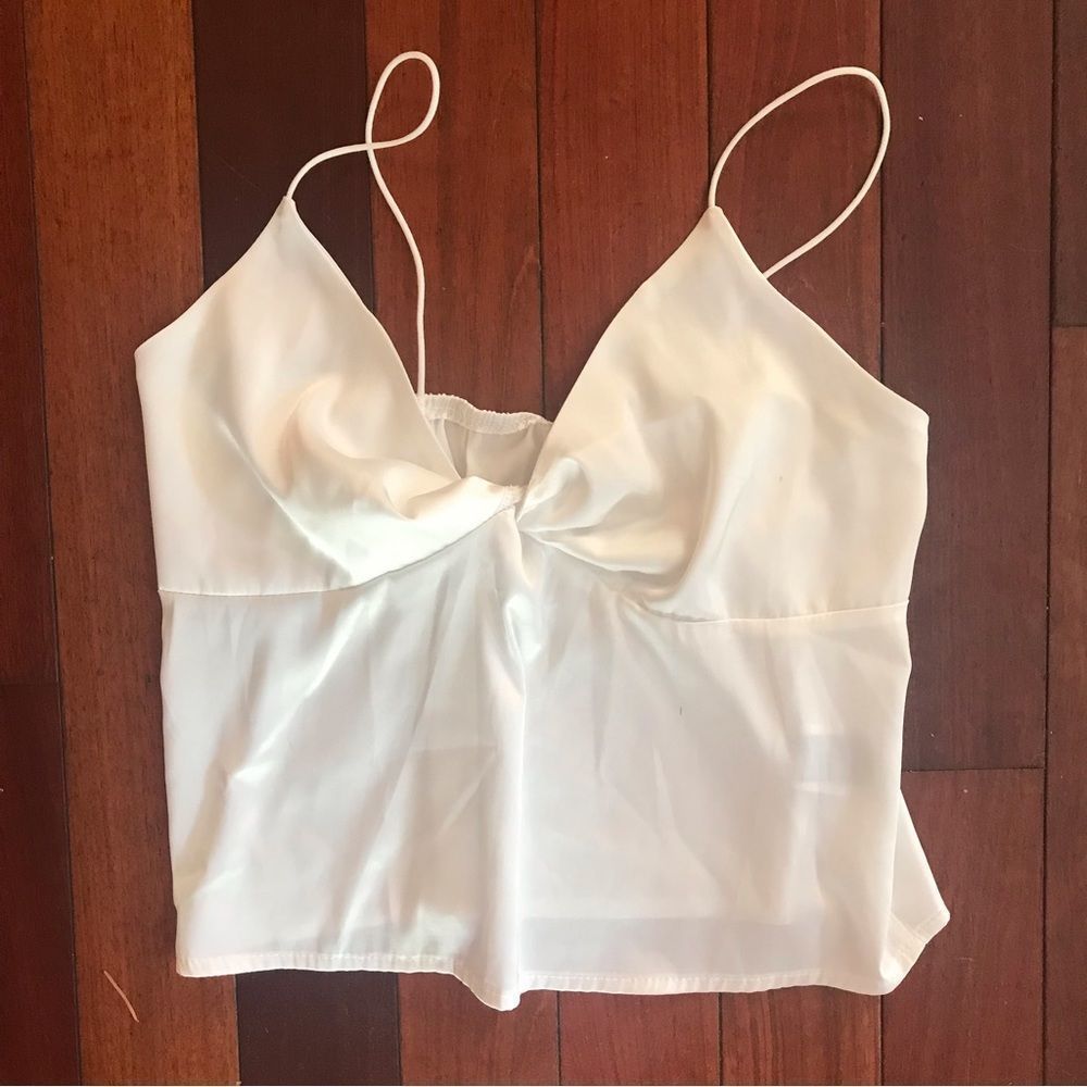 WOMENS white silk influencer spaghetti strap camisole size medium